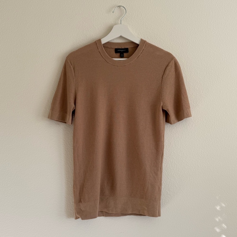 Men's Banana Republic Factory Tan Short Sleeve Textured Sweater